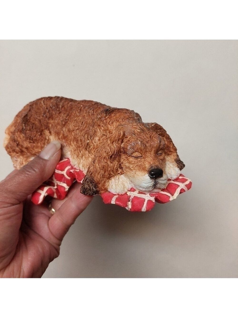 Vintage Hand-painted Sleeping Spaniel Leash/Key Holder